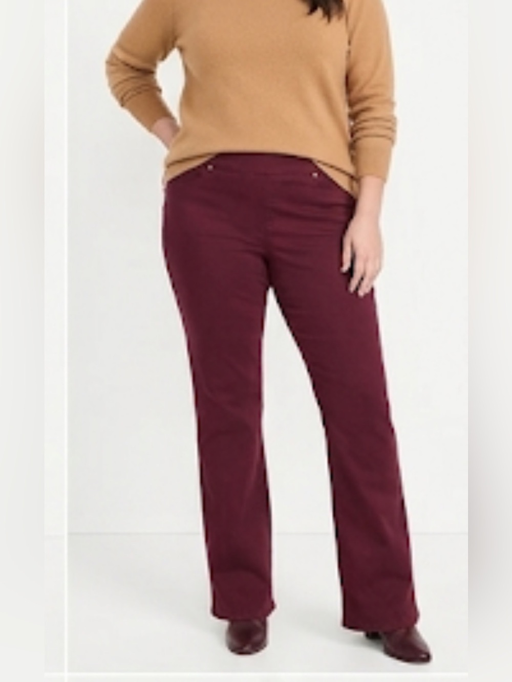 Belle by Kim Gravel burgundy Boot Cut pulled up Pants size 10